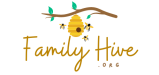 Logo with Family Hive text and bee hive image